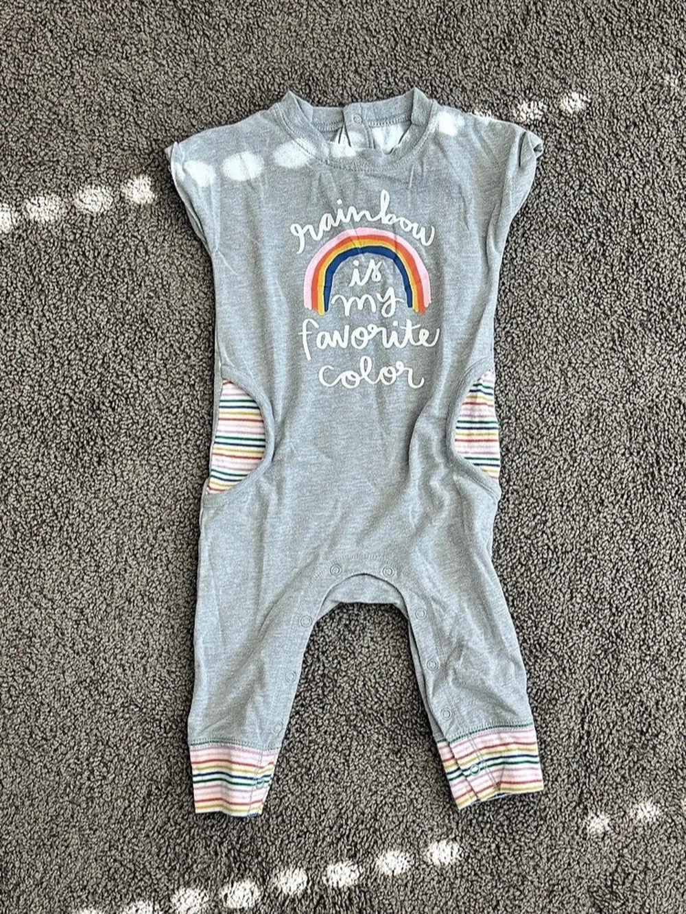 Cat & Jack Rainbow Baby Footie Gray Baby 3M-6M